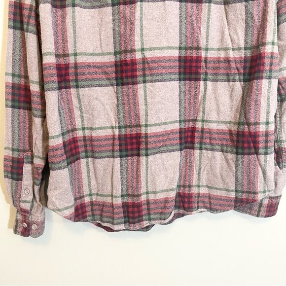 Merona Men's Red Flannel Plaid Collared Cuffed Long Sleeve Button-Up Shirt XL - Picture 9 of 13